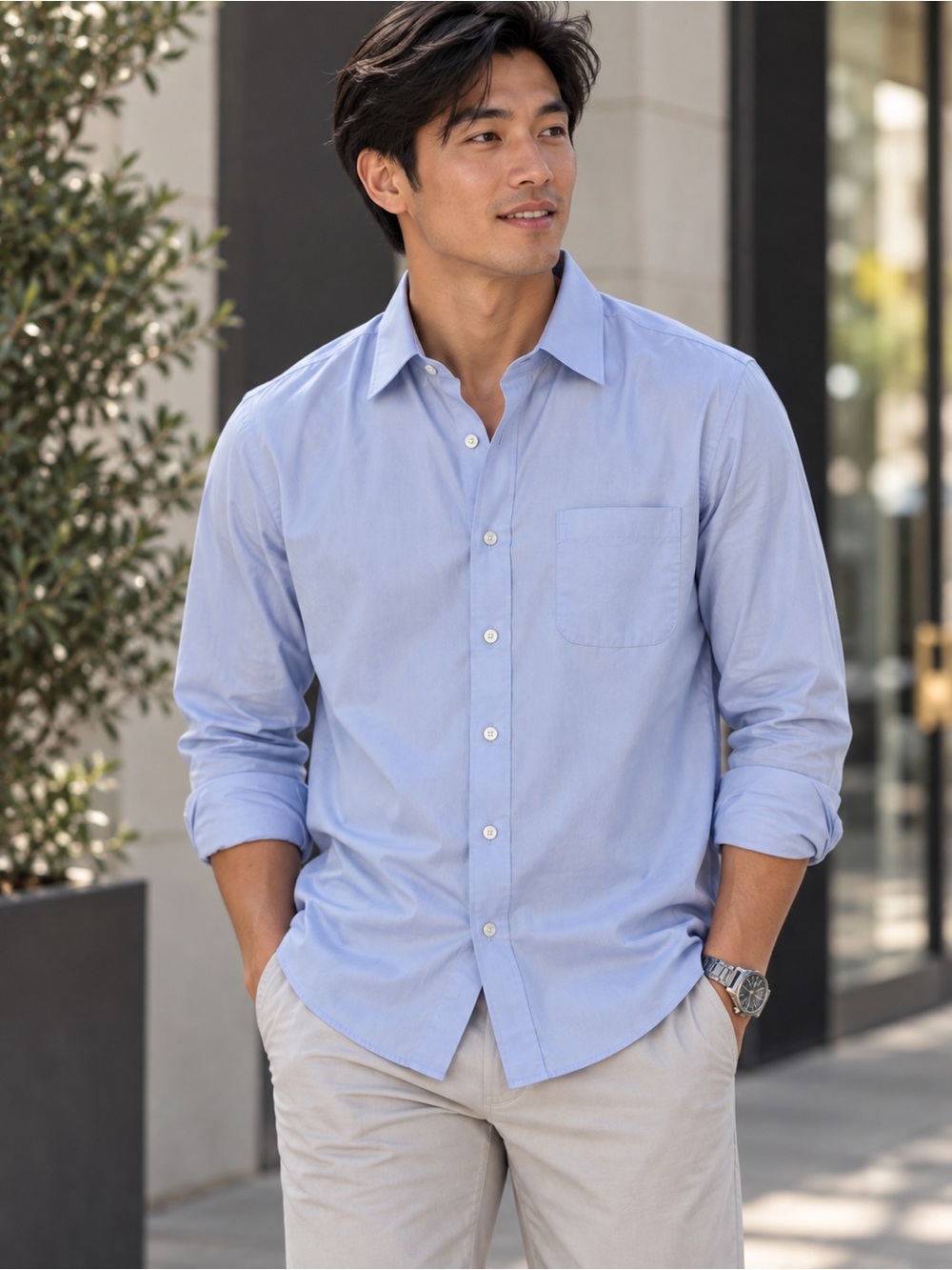 Classic Light Blue Men's Dress Shirt